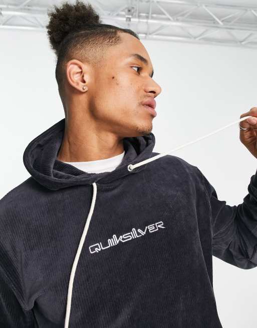 Quiksilver knitted cord hoodie in black ASOS