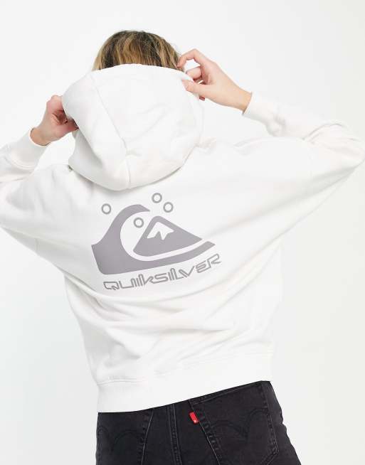 Quiksilver – Kremowa bluza oversize z kapturem i nadrukiem na plecach