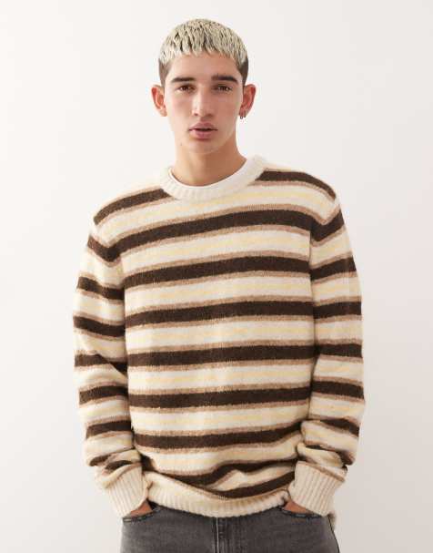 Quiksilver Lagos striped jumper in chocolate brown stripes
