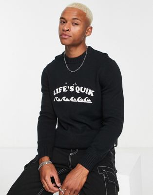 Quiksilver Life's Quik sweatshirt in black - ASOS Price Checker