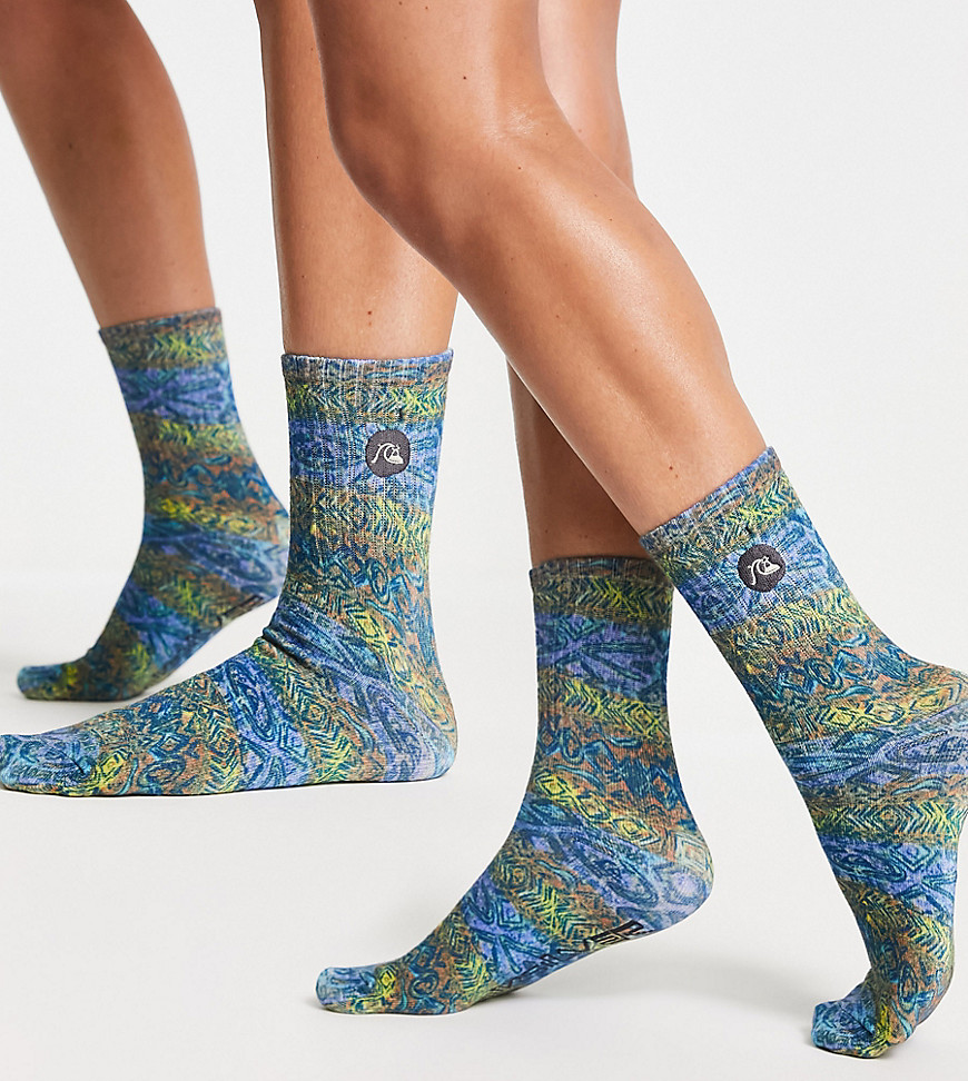 Quiksilver Little Of Sunshine 2 pack socks in white/pattern Exclusive at ASOS