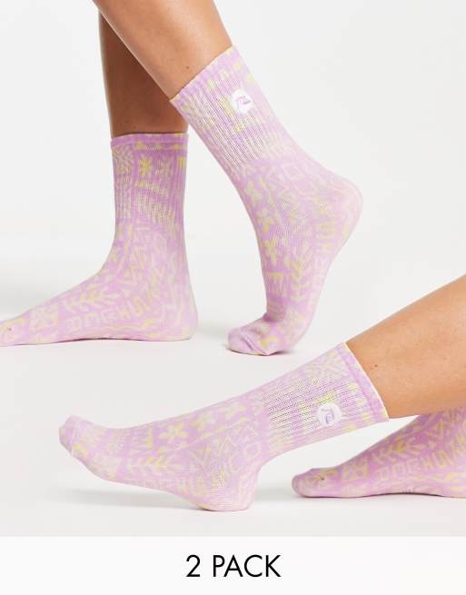 Quiksilver - Little Of Sunshine - Lot de 2 paires de chaussettes - Fleuri/blanc - Exclusivité ASOS