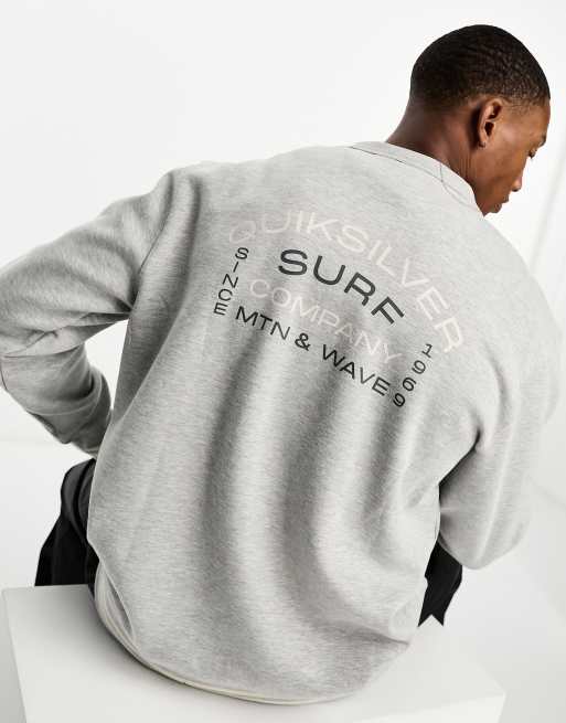 Quiksilver – Ljusgrå, ribbad sweatshirt med rund halsringning och kantrand