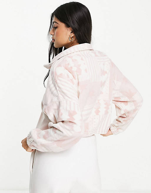 Hoodies & Sweatshirts Quiksilver Logo Aztec 1/4 zip cropped fleece in pink Exclusive at  