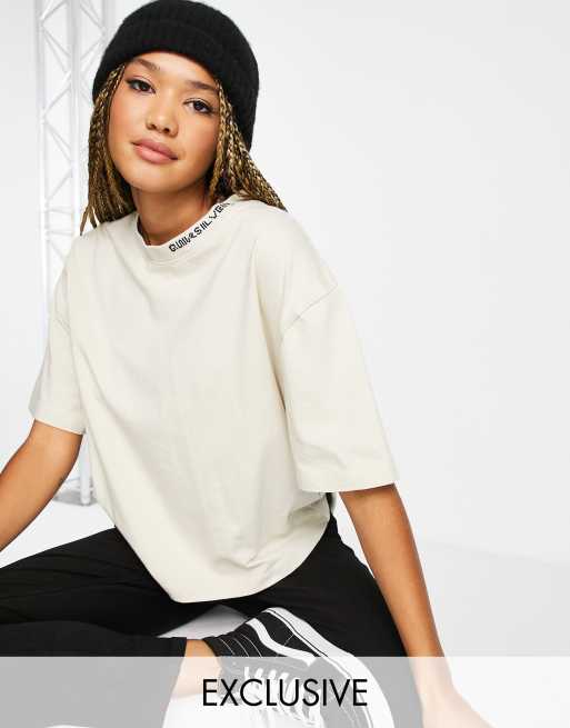 Top Crop Quiksilver Boyfriend Para Mujer - Beige - Algodón Orgánico
