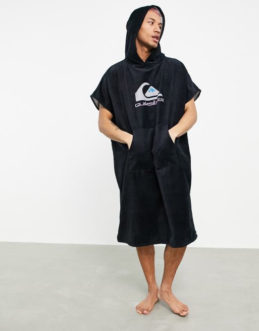 Quiksilver Logo hooded towel in black ASOS