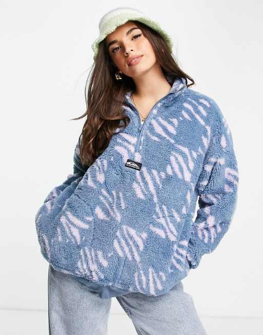 Quiksilver Madness Trip 1/4 zip borg fleece in blue 