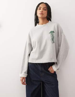 Quiksilver - Mempelas - Sweatshirt in meliertem Hellgrau mit Rundhalsausschnitt
