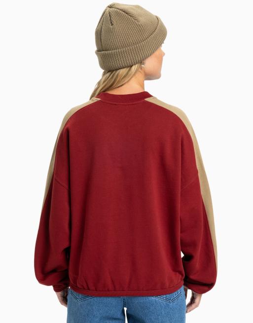 Quiksilver – Mercury – Oberteil in Biking-Rot mit Rundhalsausschnitt und Farbblockdesign, 2 von 4