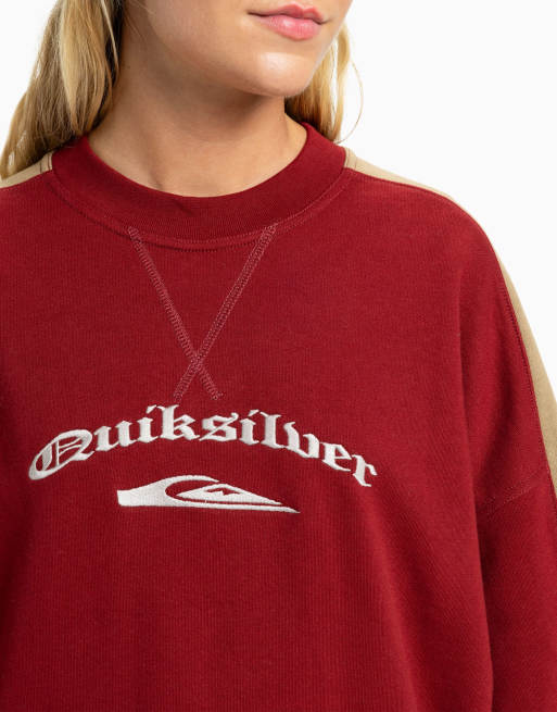 Quiksilver – Mercury – Oberteil in Biking-Rot mit Rundhalsausschnitt und Farbblockdesign, 3 von 4