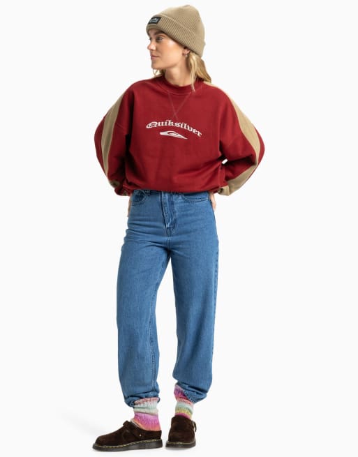 Quiksilver – Mercury – Oberteil in Biking-Rot mit Rundhalsausschnitt und Farbblockdesign, 4 von 4