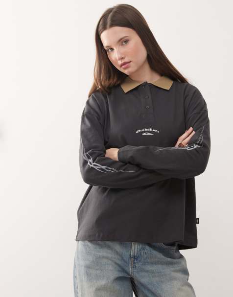 Quiksilver Mercury standard polo long sleeve polo shirt in tarmac - view 1