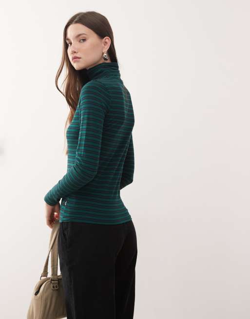 Quiksilver Mercury turtle long sleeve t-shirt in botanical green mercury stripe, 3 of 4