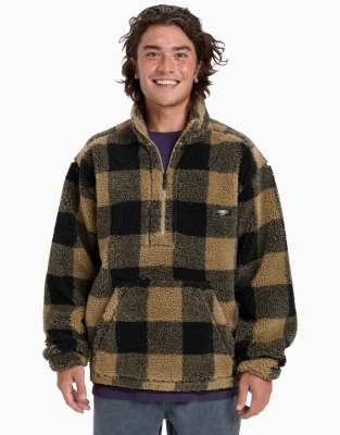Mercury Woodlands - Jacke aus Sherpa-Fleece in Elmwood mit kurzem Reißverschluss-Neutral Neutral XS