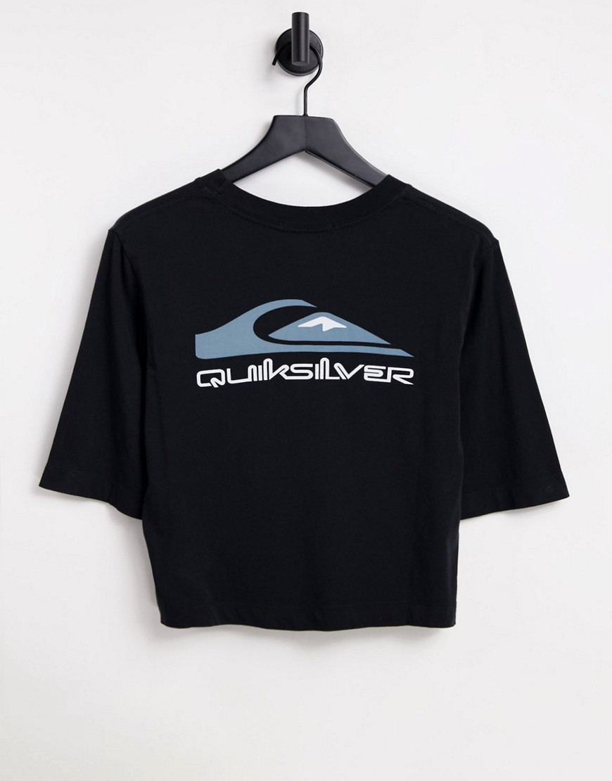 Quiksilver mid sleeve logo t-shirt in black