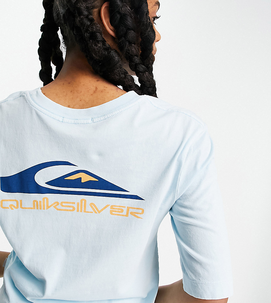Quiksilver Mid Sleeve Logo t-shirt in blue Exclusive at ASOS-Blues