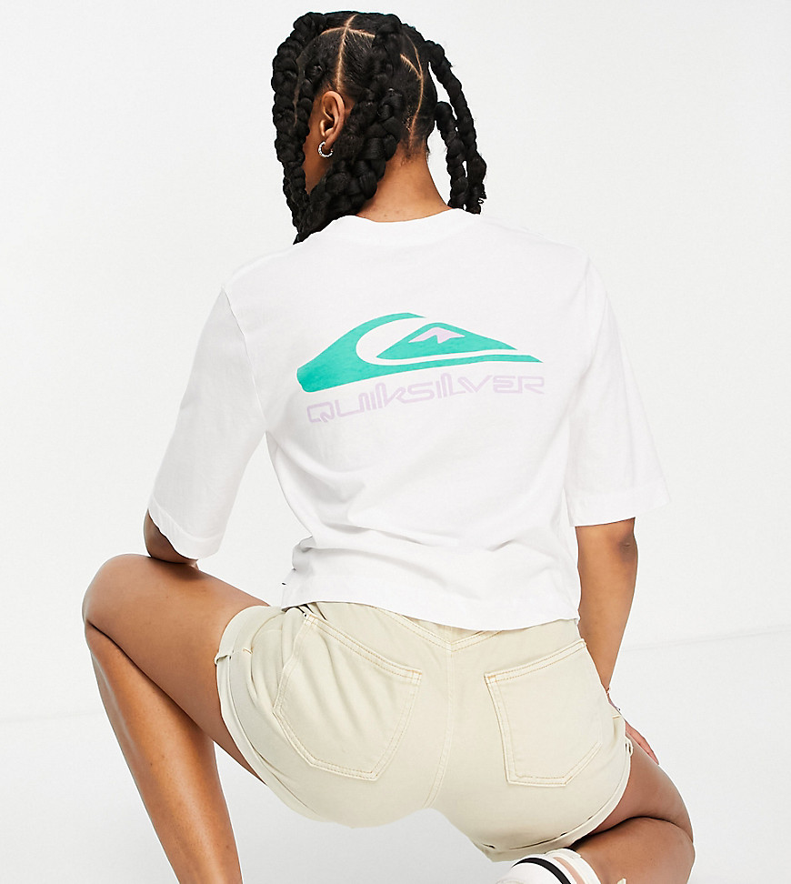 Quiksilver Mid Sleeve Logo t-shirt in white Exclusive at ASOS