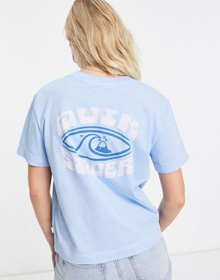 Quiksilver Mineral cropped backprint t-shirt in blue