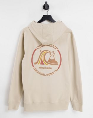 Quiksilver mirror logo hoodie in beige