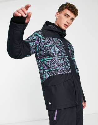 Quiksilver Mission Printed ski jacket in black pattern