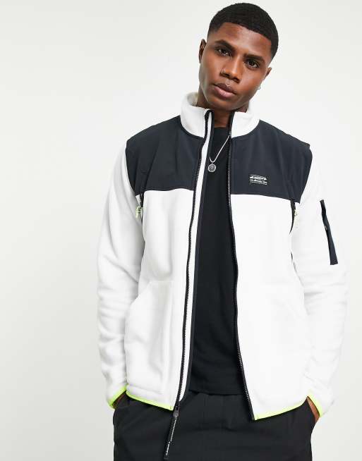 Quiksilver new latitude polartec full zip fleece in white | ASOS