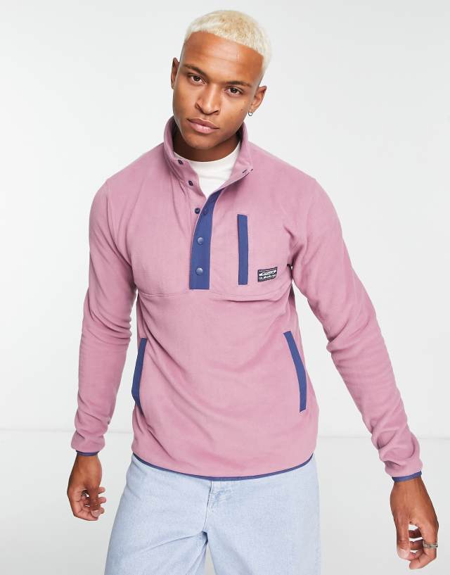 Quiksilver No Destination 2 half snap fleece in pink