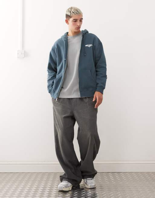 Quiksilver – Old English – Kapuzenpullover in Orion-Blau mit durchgehendem Reißverschluss, 2 von 5