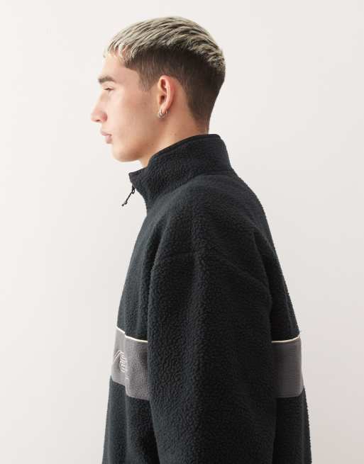 Quiksilver Omni sherpa hz half-zip  fleece in black, 4 of 5