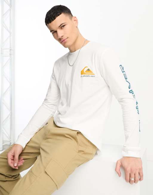 Quiksilver - Omni - T-shirt met logo en lange mouwen in wit