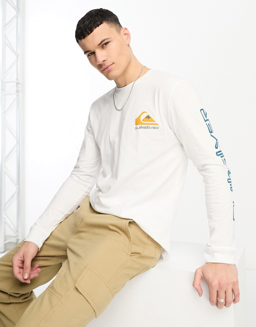 quiksilver - omni - vit, långärmad t-shirt med logga-vit/a