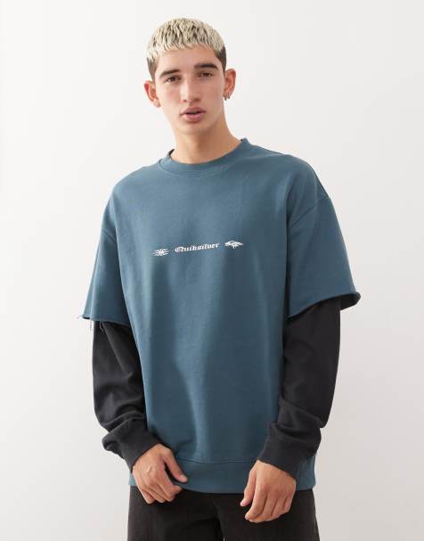 Quiksilver Openbar mock layered crew in orion blue - view 1