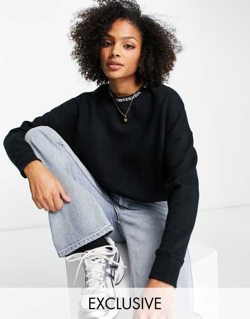 Quiksilver – Oversize-Sweatshirt in verwaschenem Schwarz, exklusiv bei ASOS