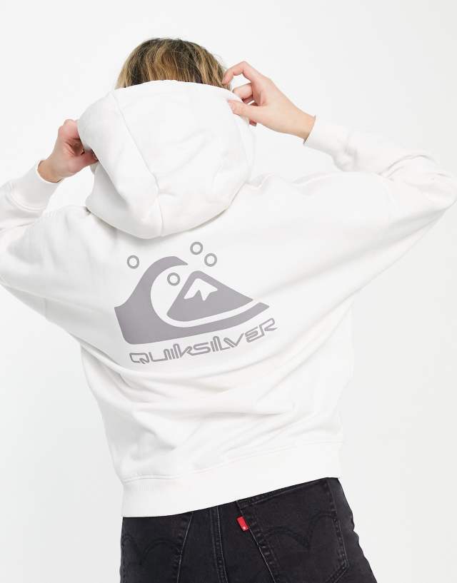 Quiksilver Oversized back print hoodie in cream