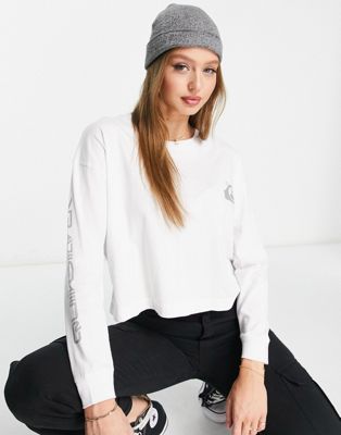 Quiksilver oversized long sleeve t-shirt in white