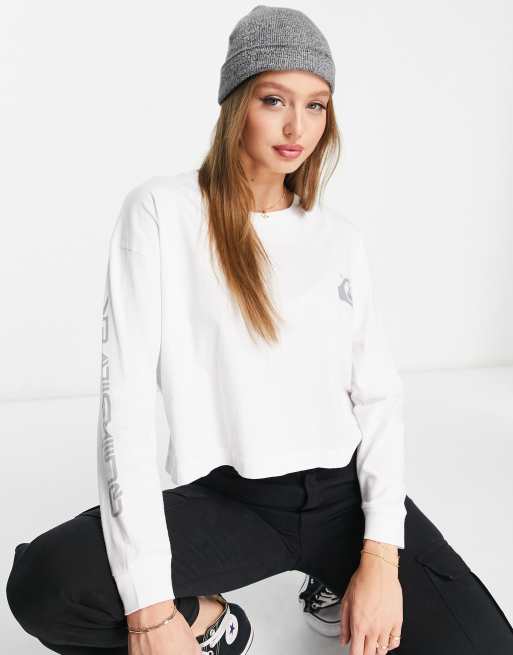 Quiksilver - Oversized T-shirt met lange mouwen in wit