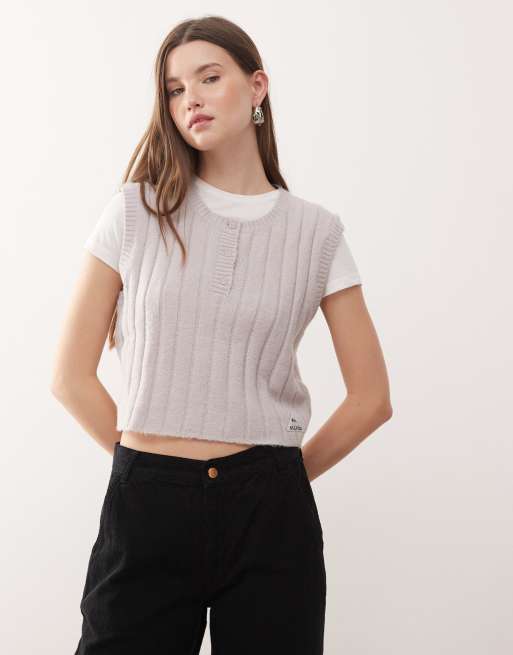 Quiksilver Parit tank crew neck knitted vest in lilac marble
