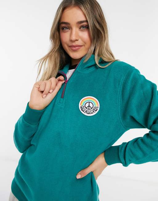 Quiksilver - Polar - Fleece met korte rits in groenblauw