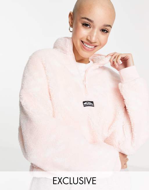 Quiksilver – Popcorn – Różowy krótki polar z kożuszka z zamkiem 1/4 – tylko w ASOS