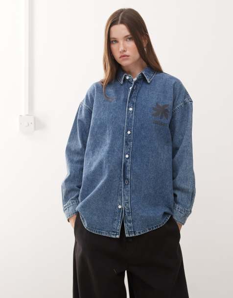 Quiksilver – Rahmat – Langärmlige Denim-Hemdjacke in Mittelblau - view 1