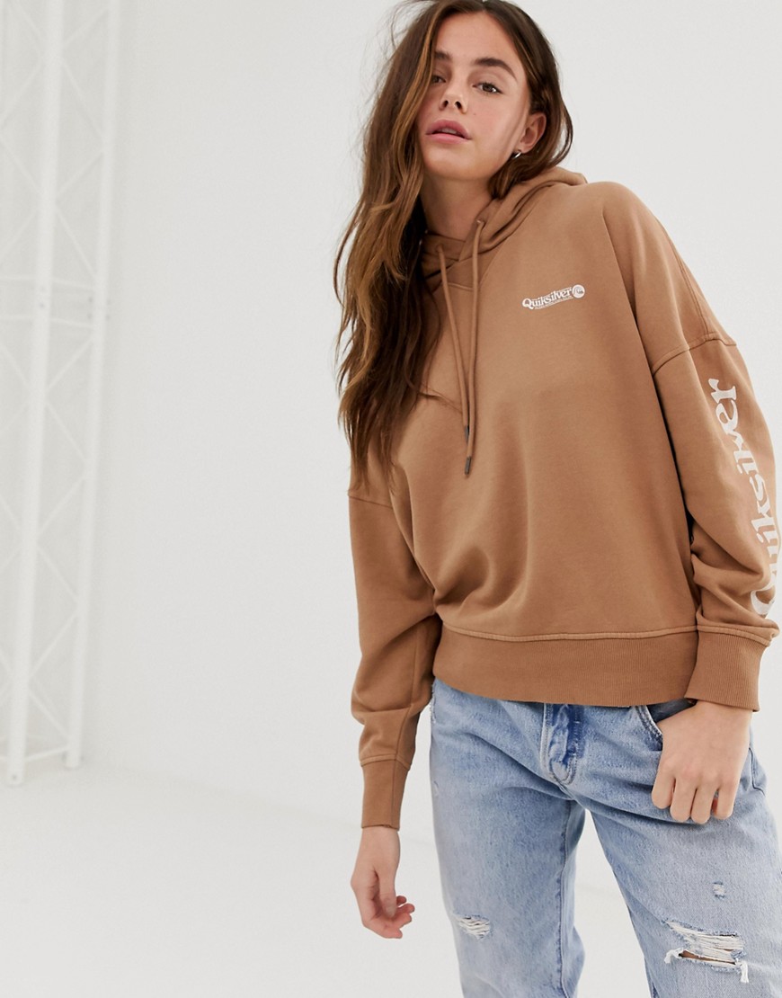 Quiksilver - Rechte fleece hoodie in bruin
