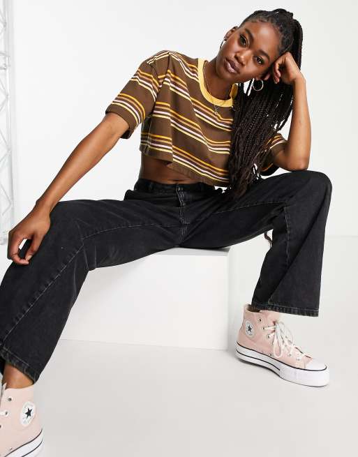 Quiksilver Road Song cropped t-shirt in brown