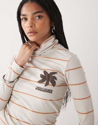 Quiksilver - Saujana - Langärmliges T-Shirt in Moonstruck-Grau mit Streifen