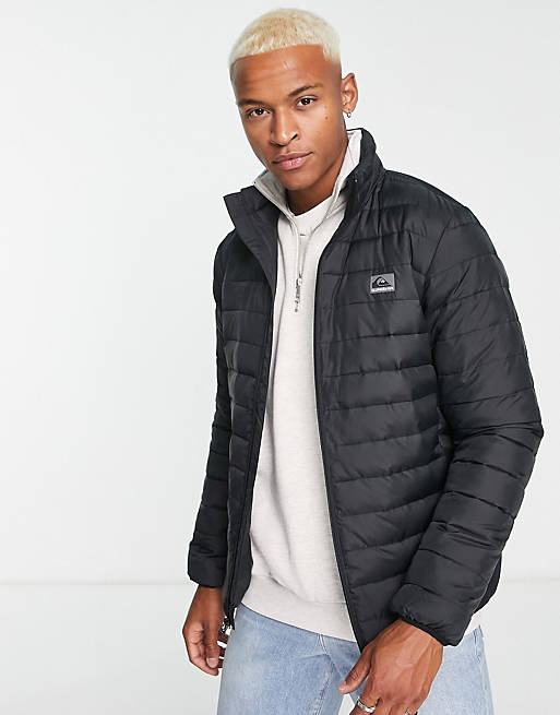 Quiksilver scaly puffer jacket in black