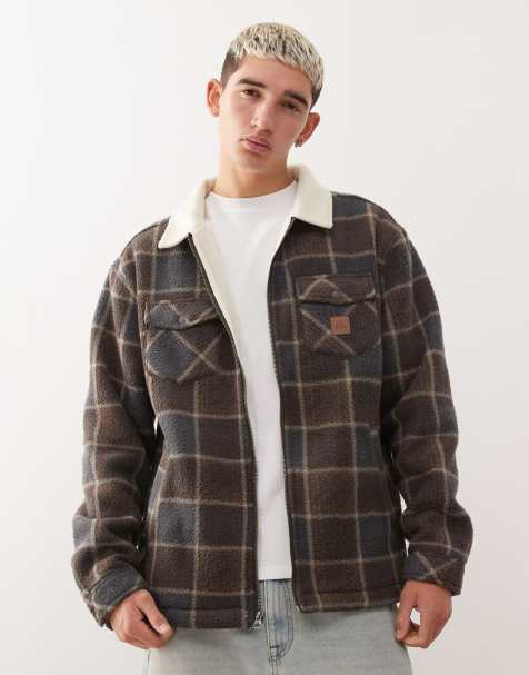 Quiksilver Sherpa jacket fleece in chocolate brown sherpa plaid - view 1