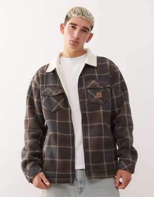 Quiksilver - Sherpa - Veste en polaire - Carreaux marron chocolat-Brown