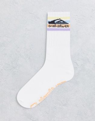 Quiksilver socks in white with pastel stripes