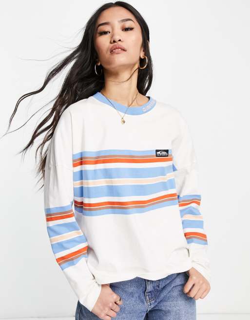 Quiksilver – Spot Explorer – Weiß gestreiftes Sweatshirt