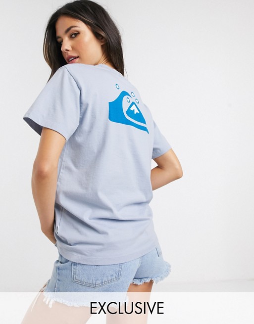 Quiksilver standard back print t-shirt in blue Exclusive at ASOS