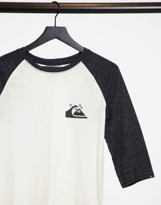 Quiksilver – Standard – Biały T-shirt z rękawem raglanowym długości 3/4