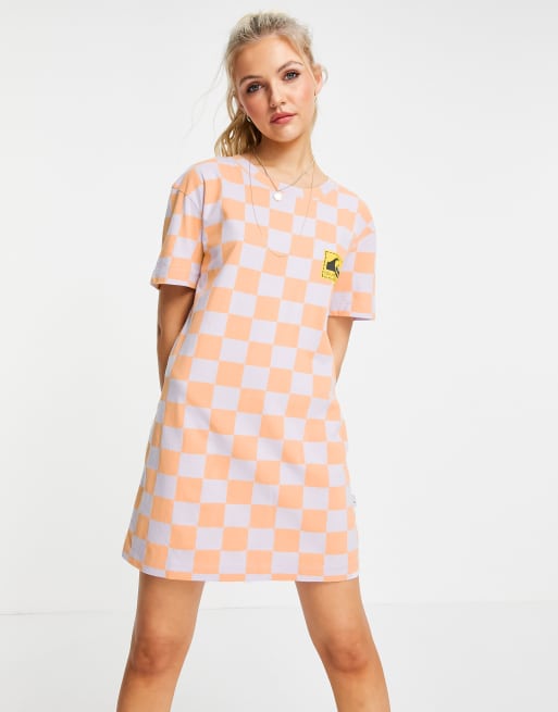 Quiksilver Standard Kariertes T Shirt Kleid In Orange Asos 